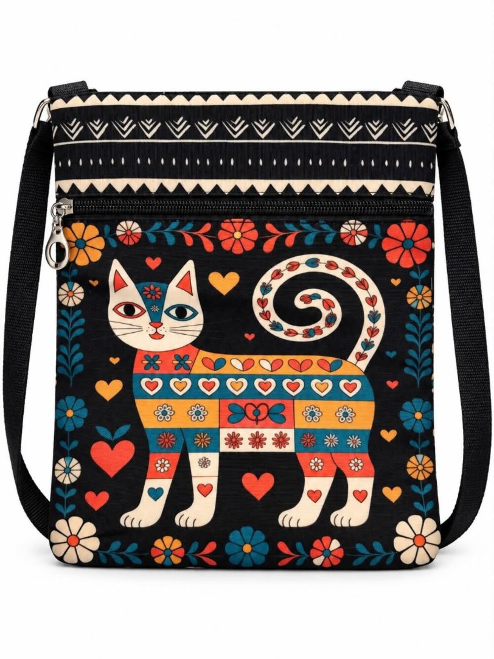 Folk Art Cat Crossbody Bag